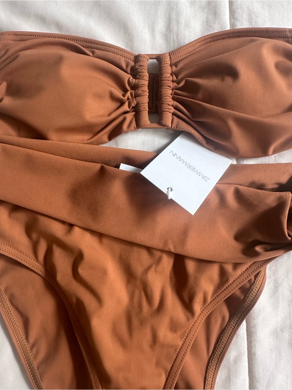 Zimmerman Rust Brown Bandeau High-Waist Bikini Set